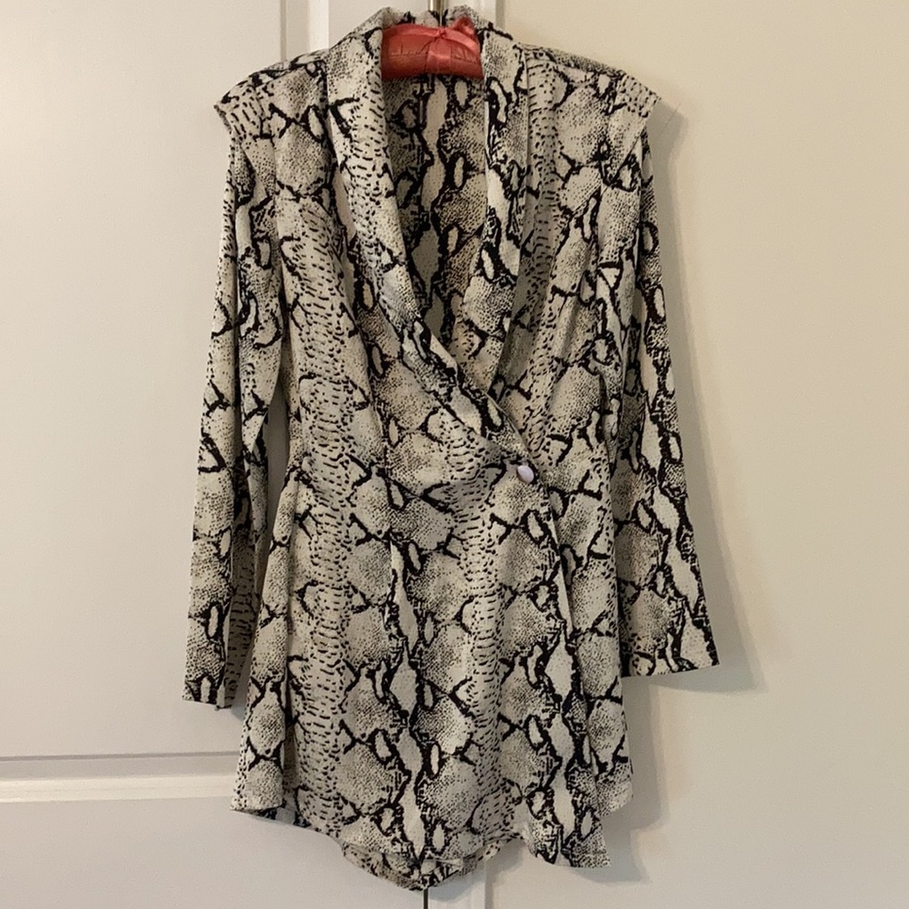 Pretty Little Thing snake print blazer romper
